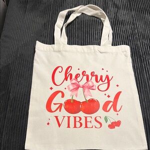 Cherry Good Vibes Canvas Tote Bag